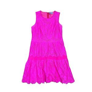 CECE by CYNTHIA STEFFE Hot Pink Floral Lace Sleeveless Summer Dress
